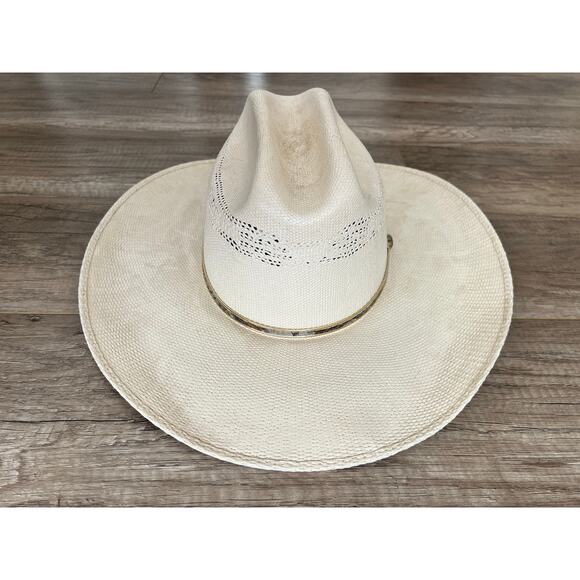Laredo Bangora Genuine Western Mex USA Cowboy Braided Woven Wide Brim Hat 7.25" - Picture 3 of 5